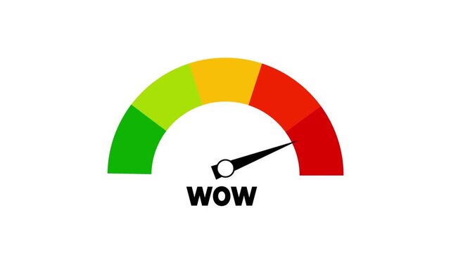 Astonishment level on measure scale. Instrument scale with arrow. Colorful infographic gauge element.