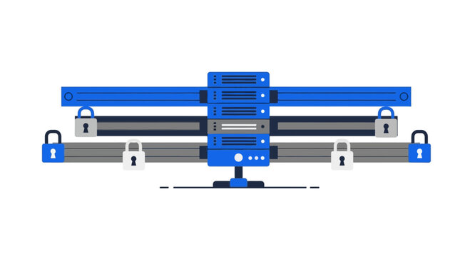 Secure Server Rack Illustration for Cybersecurity and Data Protection