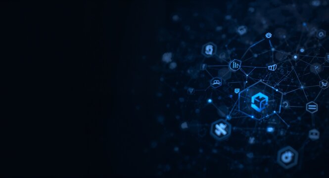 Subtle wallpaper devoted to AI powered transactions highlighting algorithmic patterns refined system � AI Technology and Digital Innovation Concept for Future Business
