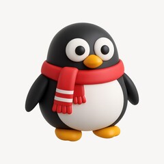 Obraz premium Cute penguin with red scarf.