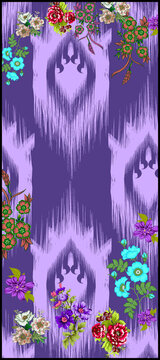 Digital Textile kurtis Design Border and Motif. kurts and Dupatta womandress