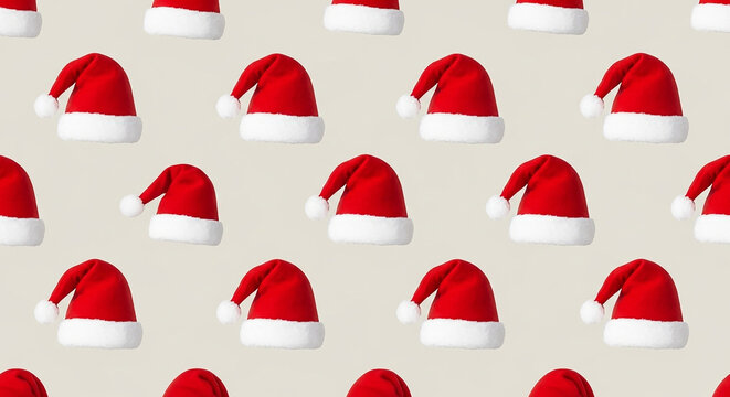 Red Santa Hat Pattern Design Isolated Background Christmas Holiday Theme
