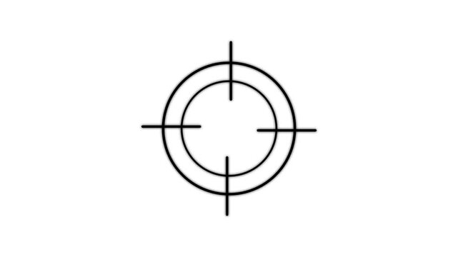 Minimalist crosshair target animation on white background, for ui scope