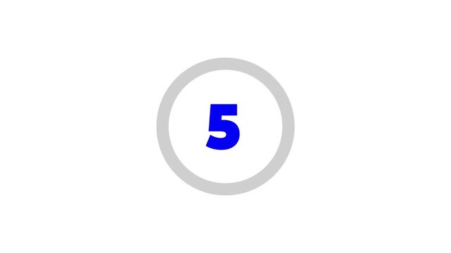 Digital circle countdown timer five seconds animation from 10 to 0 seconds on transparent background, 10 second countdown timer movie countdown going from 20 to 0 .20 seconds timer