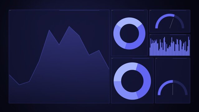 Business Revenue Dashboard with Floating Holographic Glass Cards and Metrics