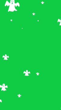 halloween ghosts flying isolated green screen animation,chroma key white ghost scary party celebration vertical social media motion design element