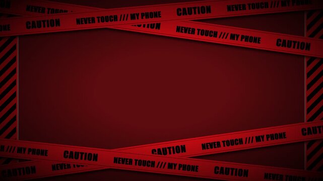 Red Gaming Overlay Frame with Caution Barrier Tape for Live Streaming and Video Reveal