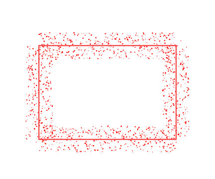 Minimalist red glitter frame on white background. Festive rectangle border with sparkling dust. Elegant holiday decorative element.