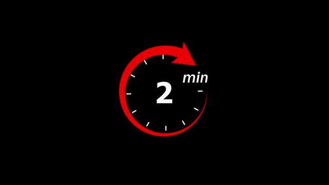 2 minute timer countdown clock with red circular progress indicator for presentations and timed tasks
