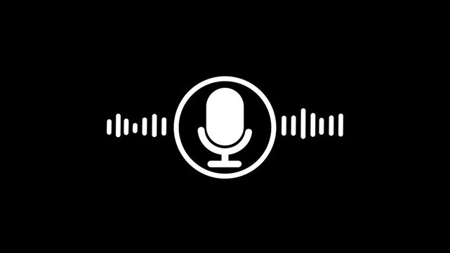 voice recording and podcast mic microphone button icon animation. Audio microphone icon animation background