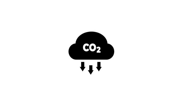 Blue CO₂ Cloud Emission Icons - Flat Environmental Pollution Video Pack.