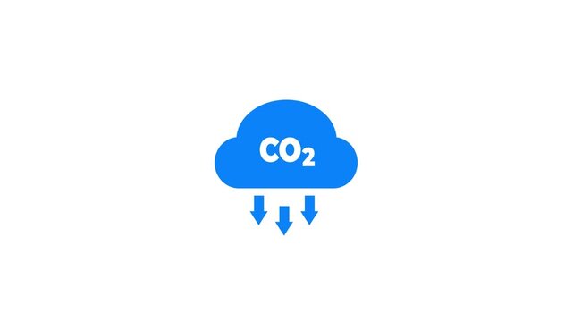 Blue CO₂ Cloud Emission Icons - Flat Environmental Pollution Video Pack.
