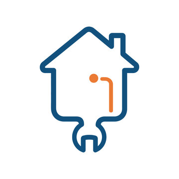 Home Improvement And Repair Service Logo Icon With House And Wrench Symbol