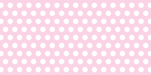 Seamless white polka dot pattern on pink background, vector illustration © Ruddin