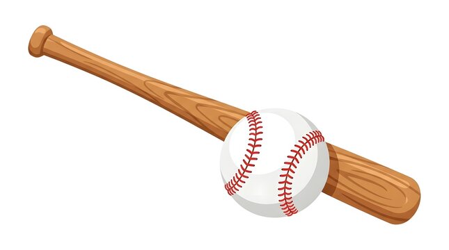 Realistic Baseball Bat and Ball Illustration on White Background