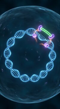 Dna Plasmid Recombination with Purple Enzymes and Green Linker
