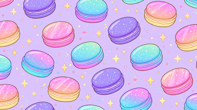 holographic macaroons, seamless pattern of holographic macaroons, wallpaper, dessert backgrounds