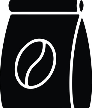 Black coffee bean bag icon