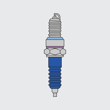 Illustration of a motorcycle spark plug featuring a blue grip section and a detailed metal electrode, isolated against a light background.