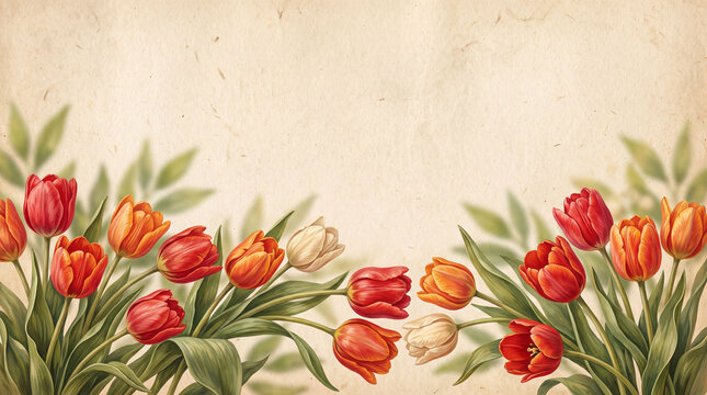 Vintage Tulips with Copy Space Background