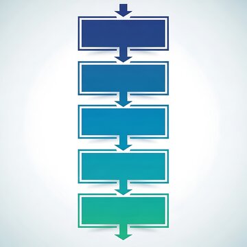 Vertical infographic template with five steps, process chart with colorful rectangular boxes