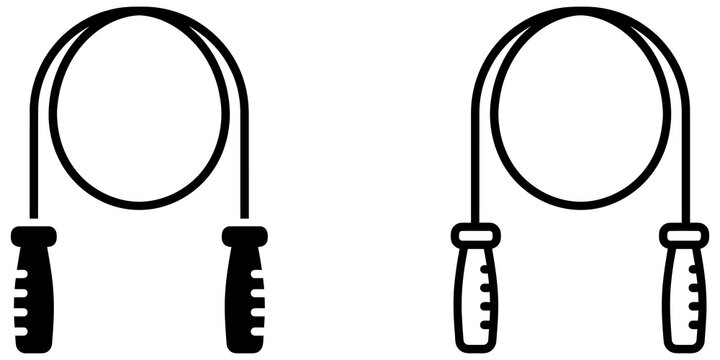 Jump rope silhouette icon set isolated for fitness training and gym.
