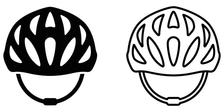 Bicycle helmet protection icons set on transparent alpha background.