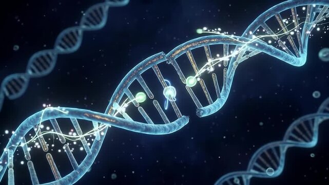 Dna Helix Breaking and Reforming in Scientific Animation