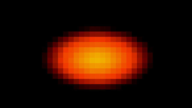 Abstract glowing orange pixel circle on dark background