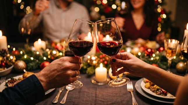 Red Wine Glasses Toasting