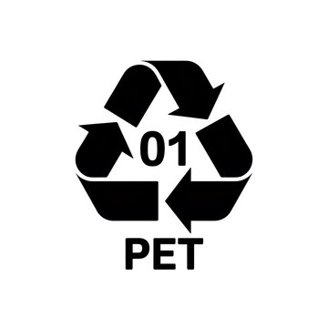 Black recycling symbol for pet plastic type 01 icon