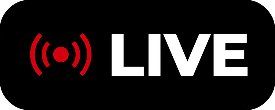 Live icon button indicating active streaming session on transparent background