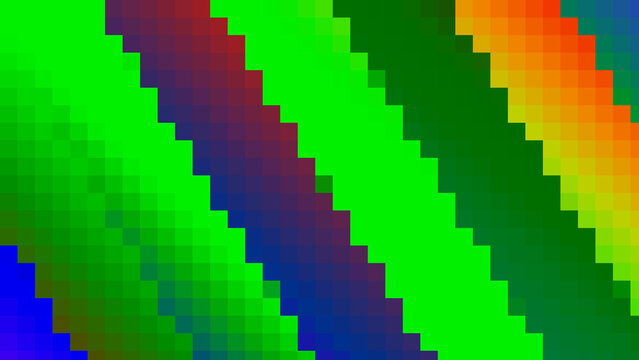 Abstract rainbow pixel pattern with colorful diagonal stripes