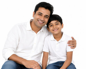Obraz premium Father and Son Smiling Together