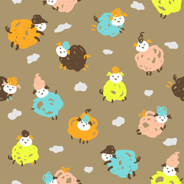  Sweet Sheepies. A cute seamless vector pattern designed for a wide range of kid&rsquo;s creative projects. 5 colorways