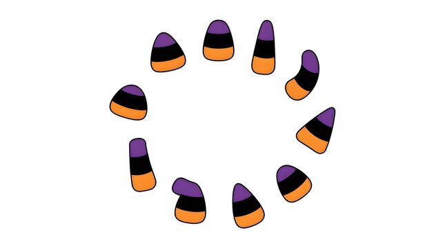Halloween candy corn circle pattern isolated on white background for seasonal design