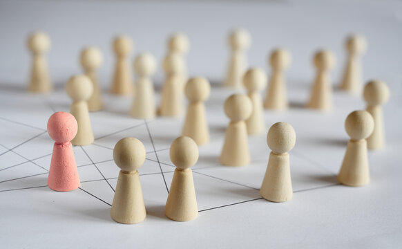 Business concept for network structure with connected people, showing teamwork,collaboration, stakeholder mapping, social graph, and business communication 