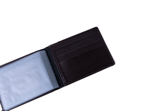 Blank black business card holder wallet case isolated on a white background