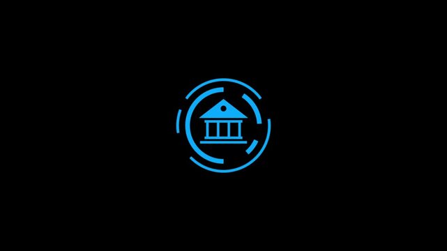 Bank Building Icon Isolated. Bank building icon animation.