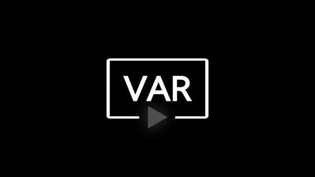VAR Icon Animation Loop with Pulsating Video Play Button Isolated on Black Background Football Referee Assistant Motion Graphic Overlay