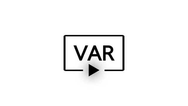VAR Icon Animation Loop with Pulsating Video Play Button Isolated on Black Background Football Referee Assistant Motion Graphic Overlay