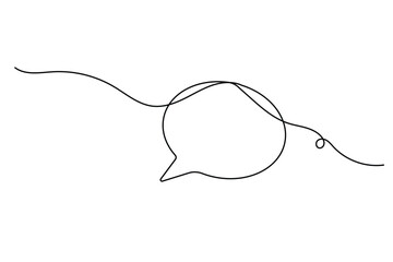 Obraz premium Round speech bubble line art vector illustration with editable stroke