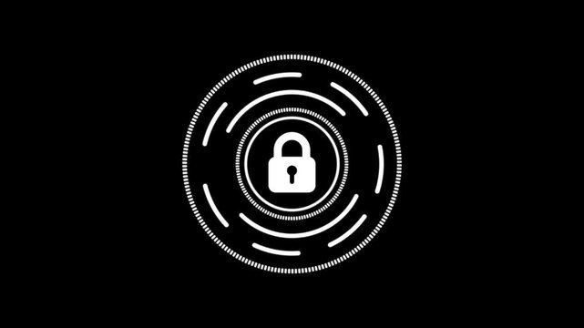 Digital security animation concept with a padlock icon animated.