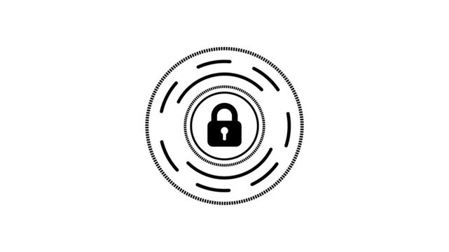 Digital security animation concept with a padlock icon animated.