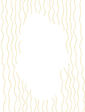Vector abstract minimalist frame with golden lines. Modern vertical background with wavy borders and blank text copy space isolated on white. Elegant minimalist postcard for cosmetic brand or luxury i