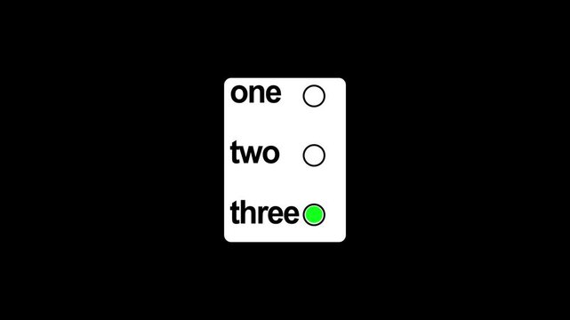 Animated radio button options with tube-like transition effects, elements that allow one selection option,