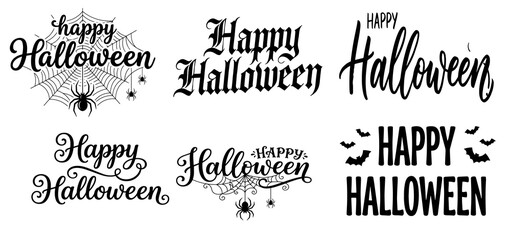 Black and white Halloween greetings with spider web and bats © Ap Graphic Studio