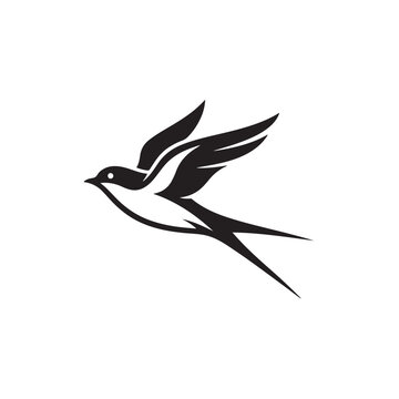 Flying swallow bird silhouette vector logo for branding and design asset