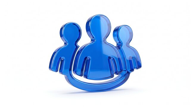 Shiny blue 3d group of people icon representing team and social network connection