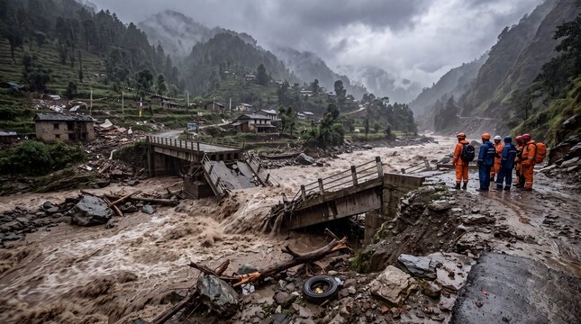 Devastating Flash Flood Destroys Bridge in Mountainous Nepal